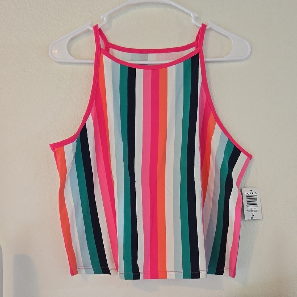 Torrid Pink Sleeveless Fitted Crop Tank Top